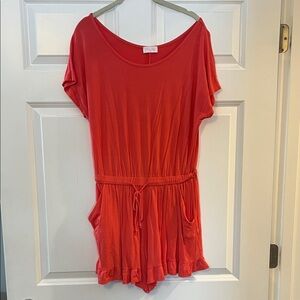 Pink Lily Vibrant Red Romper